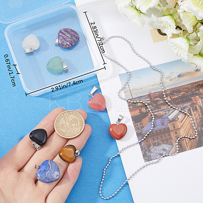 DIY Natural Mixed Gemstone Heart Pendant Necklaces Making Kit G-BBC0001-51-1