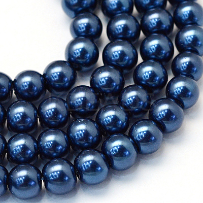 Baking Paint Pearlized Glass Pearl Round Bead Strands X-HY-Q003-4mm-15-1