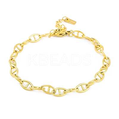 Ion Plating(IP) 304 Stainless Steel Mariner Link Chain Bracelets for Women LS-BJEW-A013-01G-1