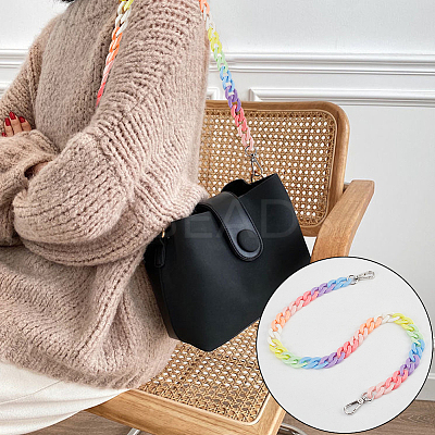 Rainbow Color Acrylic Curb Chain Bag Strap FIND-WH0143-47A-1