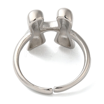 Initials Brass Open Cuff Ring for Women RJEW-N046-02H-P-1