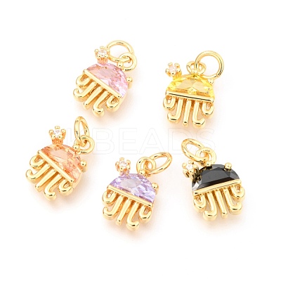Brass Micro Pave Cubic Zirconia Charms KK-I683-06-1