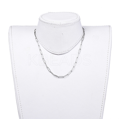Non-Tarnish 304 Stainless Steel Textured Paperclip Chains Necklaces NJEW-JN02742-1