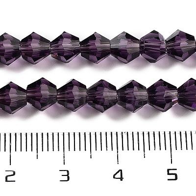Purple Color Faceted Bicone Glass Beads Strands X-GLAA-S026-6mm-03-1