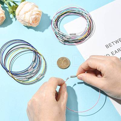 32Pcs 8 Colors Steel Wire Bracelet Cord DIY Jewelry Making TWIR-FS0001-02-1