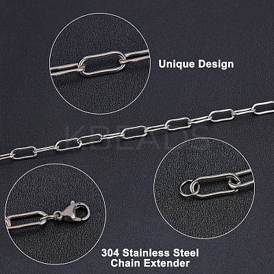 304 Stainless Steel Paperclip Chains STAS-UN0012-44-1