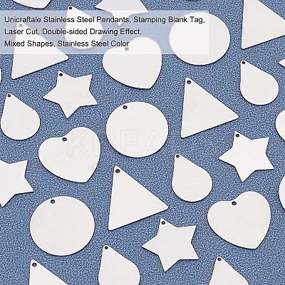 30Pcs 5 Style 304 Stainless Steel Pendants STAS-UN0023-73-1