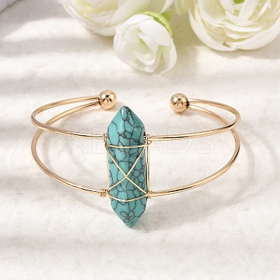 Women's Synthetic Cuff Bangles BJEW-L719-01G-05-1