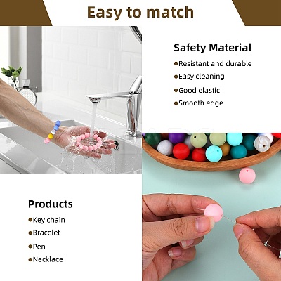 80Pcs Round Silicone Focal Beads SIL-SZ0001-24-28-1