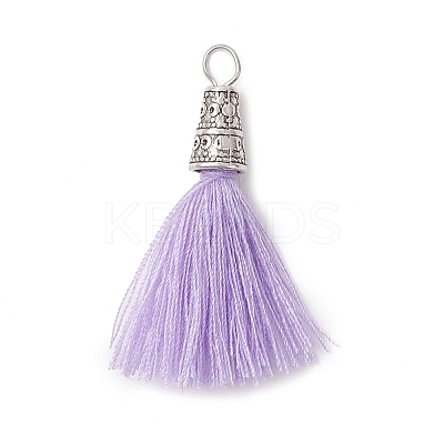 5Pcs 5 Colors Handmade Polycotton(Polyester Cotton) Tassel Pendants PALLOY-JF04470-1