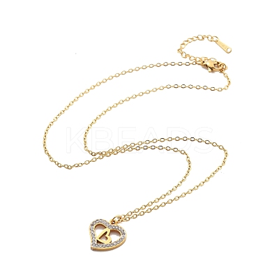 304 Stainless Steel Crystal Rhinestone Heart Pendant Cable Chain Necklaces for Women LS-NJEW-Z056-01C-G-1