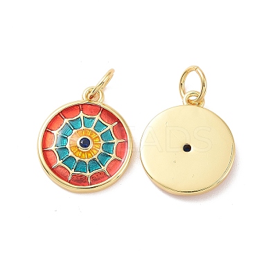 Flat Round Brass Micro Pave Cubic Zirconia Charms KK-G435-33G-02-1