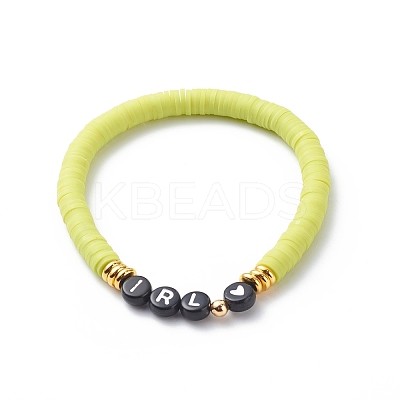 5Pcs 5 Color Polymer Clay Disc Surfer Stretch Bracelets Set BJEW-JB08801-1