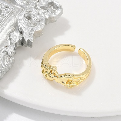 Rack Plating Brass Cuff Rings for Women RJEW-M028-61G-1