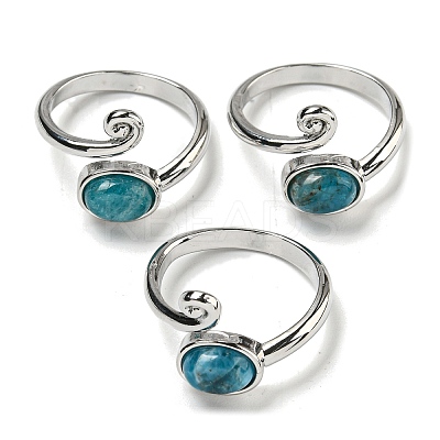 Natural Apatite Adjustable Rings RJEW-K269-08P-07-1
