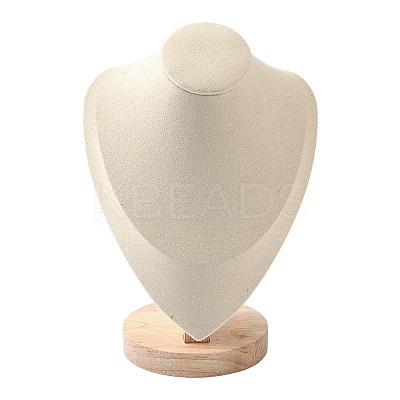 Microfiber Wooden Necklace Displays NDIS-O008-03A-M-1