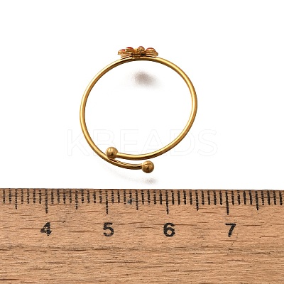 Daisy 304 Stainless Steel Enamel Open Cuff Rings for Women RJEW-M061-01G-02-1