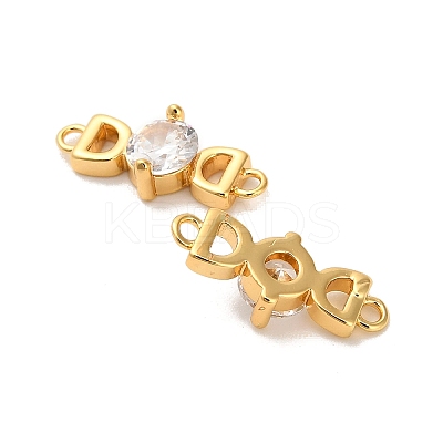 Brass Pave Clear Cubic Zirconia Letter D Connector Charms KK-H515-09G-1