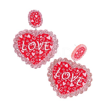 Valentine's Day Acrylic Dangle Stud Earrings FS-WG3830D-02-1