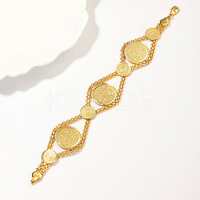 Brass Rhombus with Flat Round Link Chain Bracelets for Women GY9986-1-1