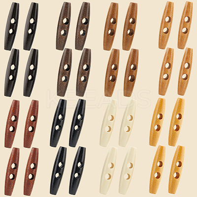 32Pcs 8 Colors 2-Hole Wood Buttons DIY-GF0011-42B-1