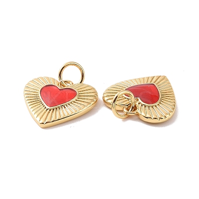 Heart Brass Enamel Pendants KK-G435-07G-01-1
