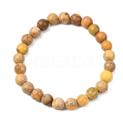 Natural Imperial Jasper Round Beaded Stretch Bracelets for Men Women BJEW-JB12570-02-1