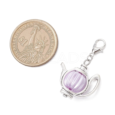 Acrylic Imitation Pearl & Tibetan Silver Alloy Teapot Pendant Decorations HJEW-JM03980-1