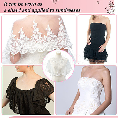 Detachable Polyester Bridal Lace Shawls AJEW-WH0696-058B-1