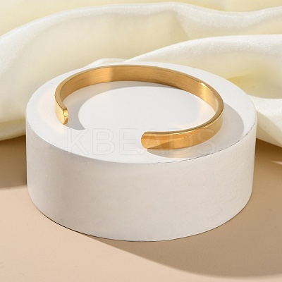 304 Stainless Steel Plain Cuff Bangles for Women BJEW-P344-01A-G-1