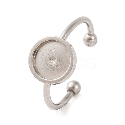 Non-Tarnish 304 Stainless Steel Open Cuff Ring Components STAS-S134-01P-03-1