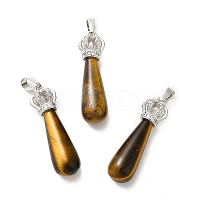 Natural Tiger Eye Pendants G-G976-01P-16-1
