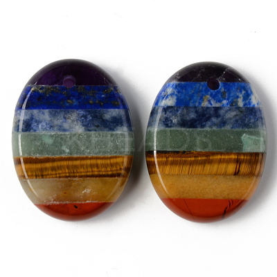 Chakra Style Assembled Natural Amethyst & Lapis Lazuli & Sodalite & Green Aventurine & Tiger Eye & Topaz Jade & Red Jasper Pendants X-G-R478-12-1