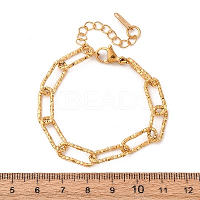304 Stainless Steel Paperclip Chain Bracelets for Women Men LS-BJEW-A048-01G-1