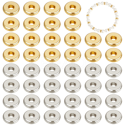 2 Colors Brass Flat Round Spacer Beads KK-BC0014-21B-1