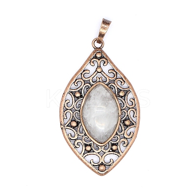 Retro Hollow Natural Quartz Crystal Pendants PW-WGEF371-06-1