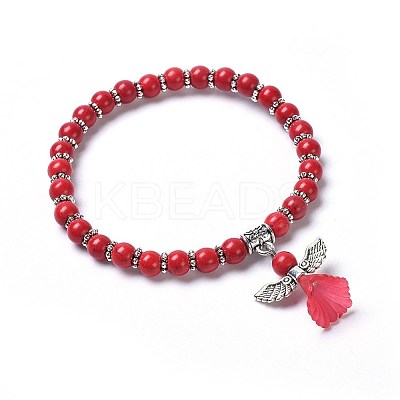 Dyed Synthetic Turquoise Beads Stretch Bracelets BJEW-JB04222-04-1