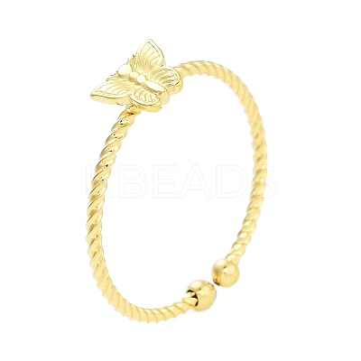 Real 18K Gold Plated 304 Stainless Steel Open Cuff Rings for Women RJEW-B061-02G-02-1