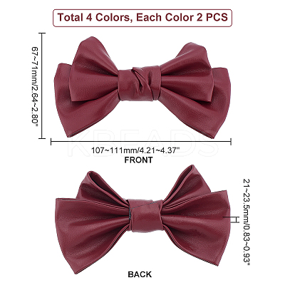 8Pcs 4 Colors Imitation Leather Bowknot Accessories DIY-PH0013-38-1