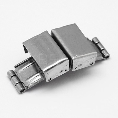 Tarnish Resistant Rectangle 201 Stainless Steel Watch Band Clasps STAS-F067-05-1
