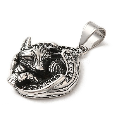 316L Stainless Steel Tibetan Style Rhinestone Pendants LS-STAS-D096-01C-AS-1