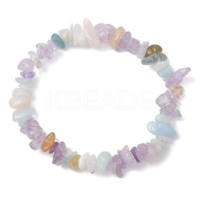 Natural Ametrine and Morganite Chip Beads Stretch Bracelets for Women BJEW-JB12589-03-1