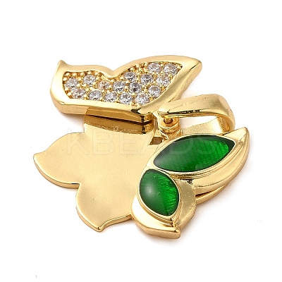 Brass Micro Pave Clear Cubic Zirconia with Cat Eye Pendants KK-G483-03G-1