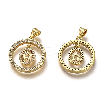 Brass Micro Pave Clear Cubic Zirconia Pendants ZIRC-H114-06G-1