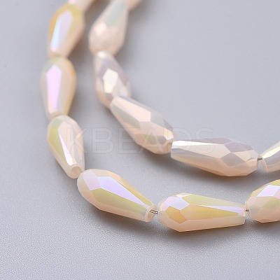 Electroplated Opaque Glass Beads Strands EGLA-L015-FR-B10-1