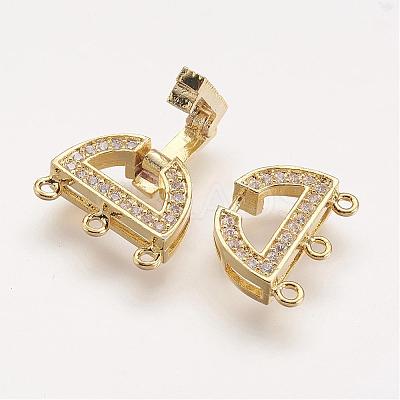 Brass Micro Pave Cubic Zirconia Fold Over Clasps ZIRC-F047-05G-1