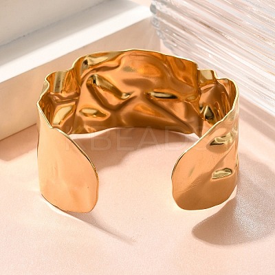 Textured 304 Stainless Steel Cuff Bangles for Women LS-STAS-Z108-09G-01-1