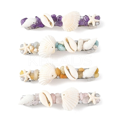 4Pcs 4 Styles Natural Shell Hair Barrettes PHAR-TA000013-1