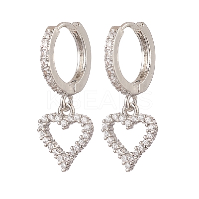 Brass Micro Pave Clear Cubic Zirconia Hoop Earring EJEW-JE05226-02-1