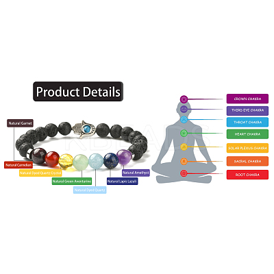 Chakra Jewelry Natural Lava Rock Bead Stretch Bracelets BJEW-JB02272-1